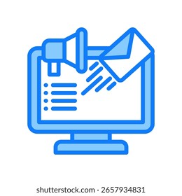 Icono de marketing por correo electrónico Ilustración vectorial azul