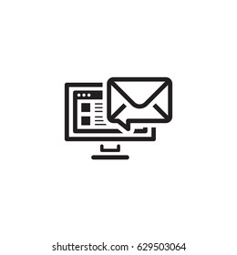 E-mail Marketing Icon. Business and Finance. Isolated Illustration. Desktop computer with e-mail notification.