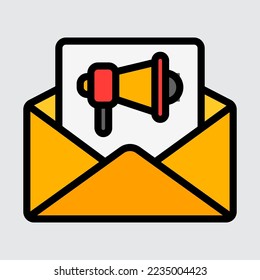 Email marketing icon in filled line style, use for website mobile app presentation