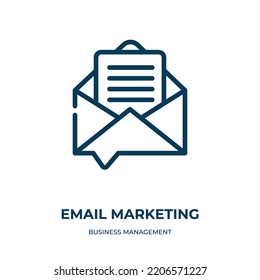 Email marketing icon. Linear vector illustration from business management collection. Outline email marketing icon vector. Thin line symbol for use on web and mobile apps, logo, print media.