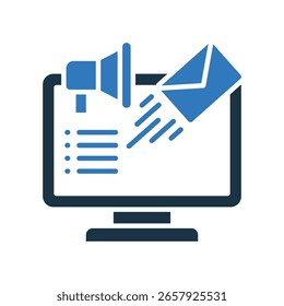 Icono de marketing por correo electrónico Ilustración vectorial mixta