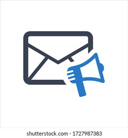 Email marketing icon on white background