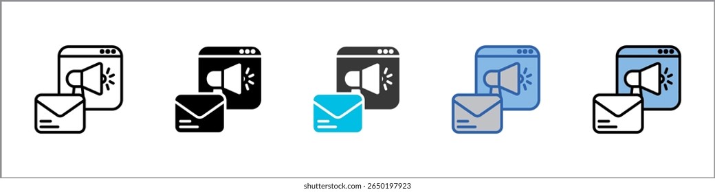 Ilustração de Múltiplos Estilos do Pacote de Ícones de Email Marketing