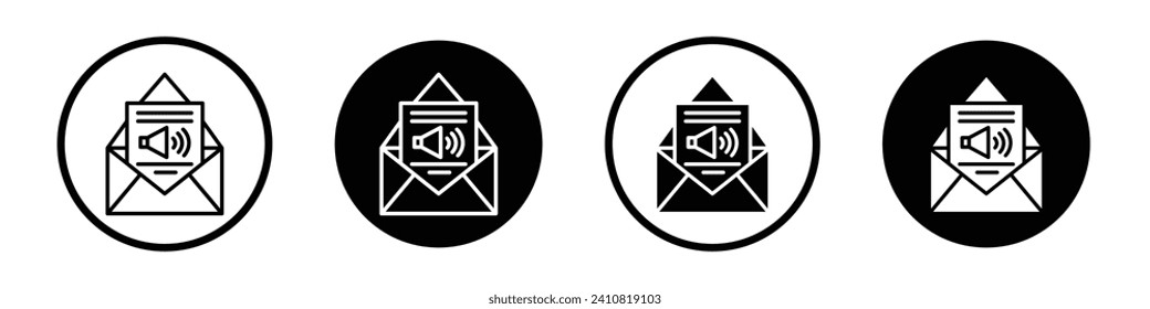 Email marketing icon set. Email Box in computer Screen vector symbol in a black filled and outlined style. Send Email sign.