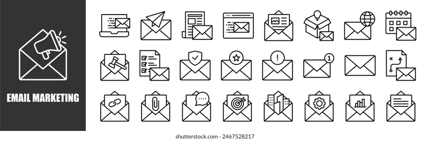 EMAIL MARKETING icon set for design elements	