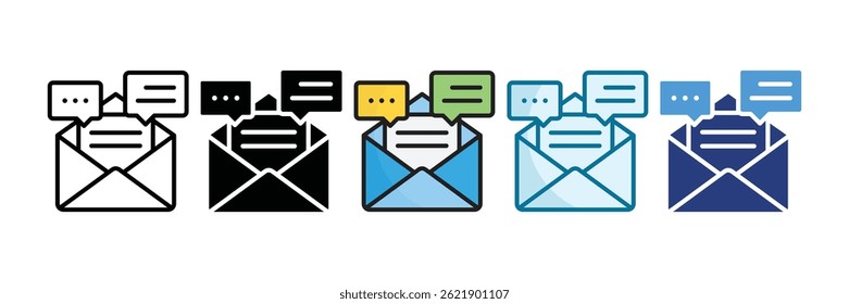 Conjunto de iconos de marketing de correo electrónico Colección de estilos múltiples