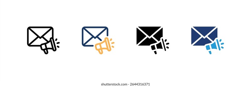 Email Marketing icon set multiple style collection. Vector illustration.
