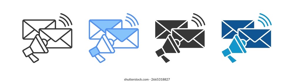 Conjunto de iconos de marketing de correo electrónico Colección de estilos múltiples