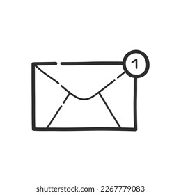 Email marketing icon. Unread message. Hand drawing design style. Vector.