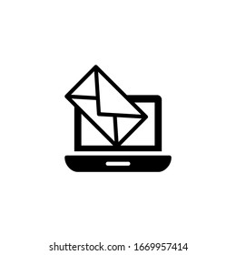 Icono de marketing por correo electrónico vector de diseño plano sólido negro aislado en fondo blanco