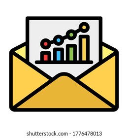 Email marketing icon vector illustration in filled line style for any projects, use for website mobile app presentation