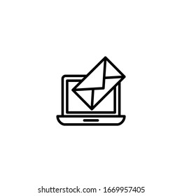 E-Mail-Marketing-Symbol-Vektorillustration in Linear-, Umriss-Symbol einzeln auf weißem Hintergrund