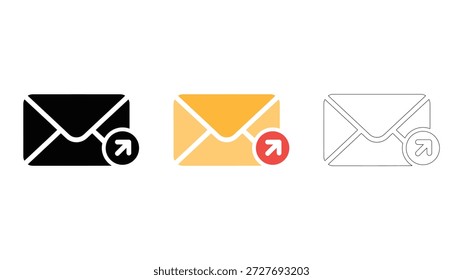 Iconos de marketing por correo electrónico sólidos, coloridos, estilos de línea para el envío de correo electrónico, mensaje de correo, promoción digital de comunicación comercial