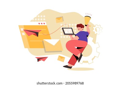 Email Marketing Illustration concept. Flat illustration isolated on white background.