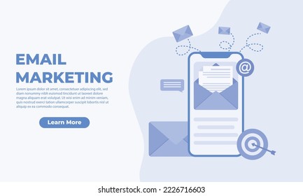 Email marketing illustration concept .Modern flat design concept of web page design for website and mobile website. Vector illustration