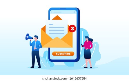 E-Mail-Marketing-Illustration, flache Vektorillustration 