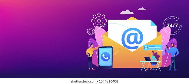 Email Marketing, Internet Chatting, 24 Hours Support. Get In Touch, Initiate Contact, Contact Us, Feedback Online Form, Talk To Customers Concept. Header Or Footer Banner Template With Copy Space.