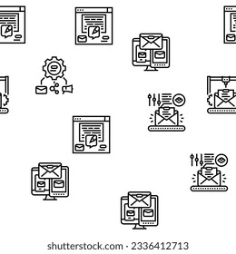 email marketing internet web vector seamless pattern thin line illustration
