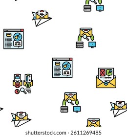 email marketing internet web vector seamless pattern thin line illustration