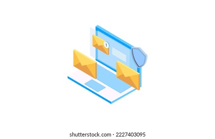Email marketing isometric campaign vector illustration