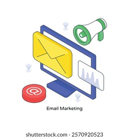 Email Marketing isometric Colored illustration. EPS File stock illustration