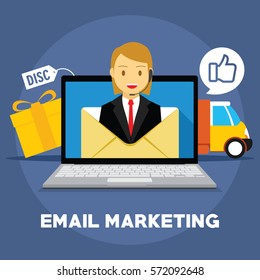 email marketing with laptop illustration