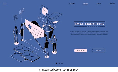 Email marketing - line design style isometric web banner