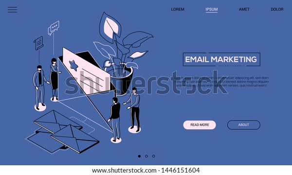 Email Marketing Line Design Style Isometric Stock Vector Royalty