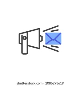Email marketing line icon. linear style sign for mobile concept and web design. Envelope with bullhorn outline vector icon. Symbol, logo illustration. Vector graphics