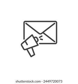 Email Marketing line icon. linear style sign for mobile concept and web design. Megaphone and envelope message outline vector icon. Symbol, logo illustration. Vector graphics