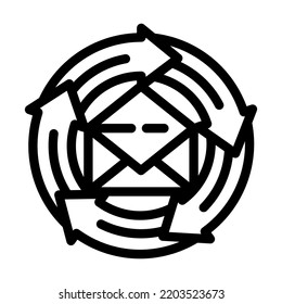 vector de icono de línea de marketing de correo electrónico. signo de marketing por correo electrónico. símbolo de contorno aislado ilustración negra