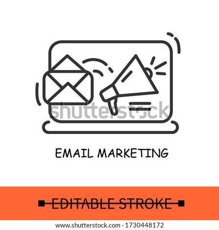 Email marketing line icon.Mail strategy.Newsletter subscription.Isolated linear vector business illustration.Editable stroke
