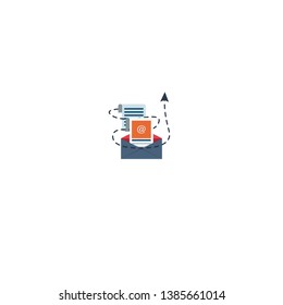 Email marketing message concept with email send message and message notification sign. 