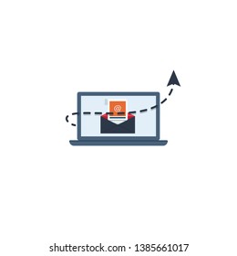 Email marketing message concept with email send message and message notification sign. 