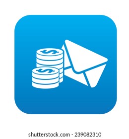 Email marketing on blue button,clean vector