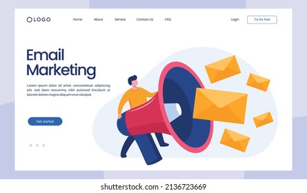 email marketing, online business strategy, advertisement, inbox mail flat illustration vector banner