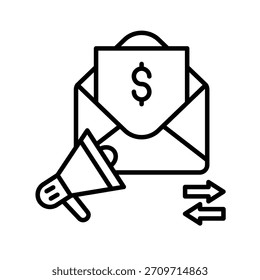 Ilustración vectorial de icono de esquema de marketing por correo electrónico