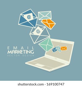 Email Marketing Over Blue Background Vector Illustration