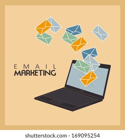 email marketing over orange background vector illustration