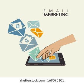 email marketing over white background vector illustration