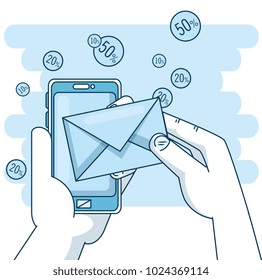 email marketing and promotion email notification on mobile phone