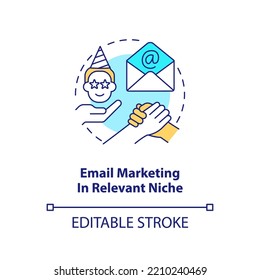 Email marketing in relevant niche concept icon. Leads conversion process abstract idea thin line illustration. Isolated outline drawing. Editable stroke. Arial, Myriad Pro-Bold fonts used