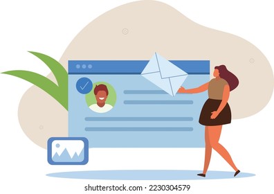 Email Marketing Scene.Using Online Postbox. vector illustration.
