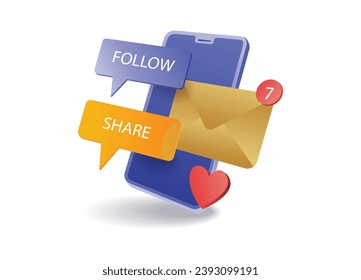 Email marketing smartphone technology concept illustration