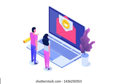 Email marketing, subscribe concept. Received newsletter. Vector  illustration
