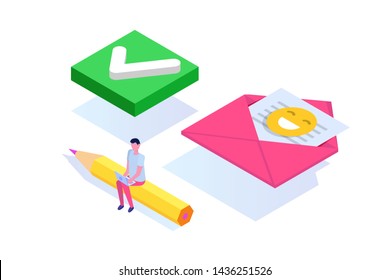 Email marketing, subscribe concept. Received newsletter. Vector  illustration