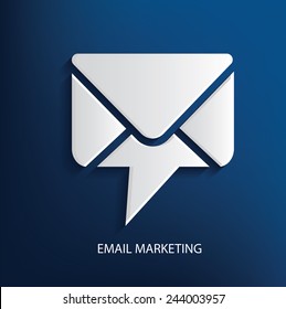 Email Marketing Symbol On Blue Background, Clean Vector