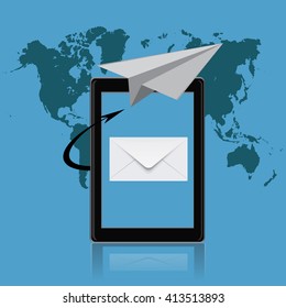 email marketing, tablet, vector illustration