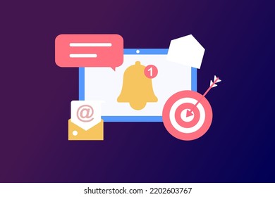 Email marketing template. Digital marketing, e-commerce, social media marketing, business mail, subscribe. Vector illustration concept for website and mobile development. Minimalist flat style.