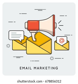 Email marketing. Thin line concept. Vector illustration.